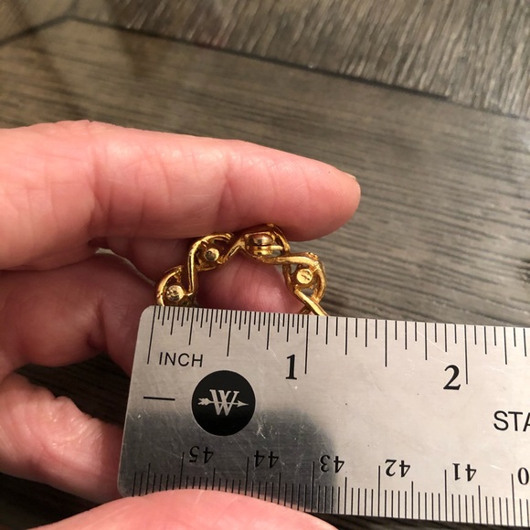 Vintage Round Circle Pin with Green Rhinestones - Picture 6 of 10